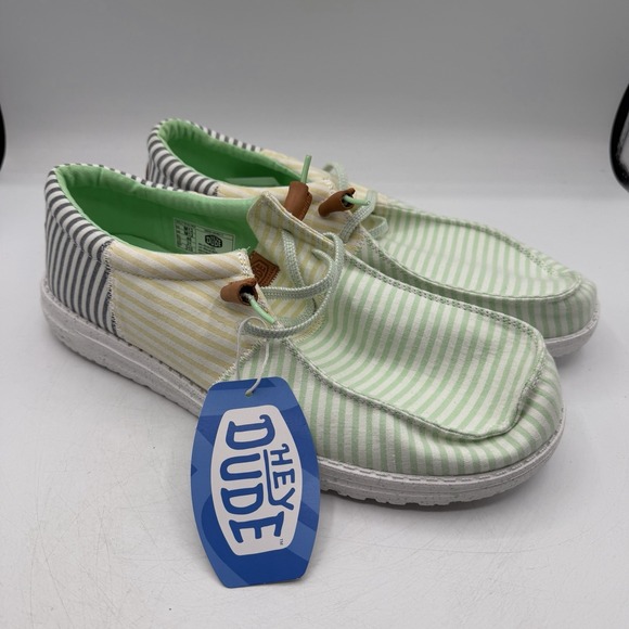 Hey Dude Wally Tri Nu Prep Shoes Mens Sz 13 Green Ash/Yellow SLip On Loafers NWT main image 8